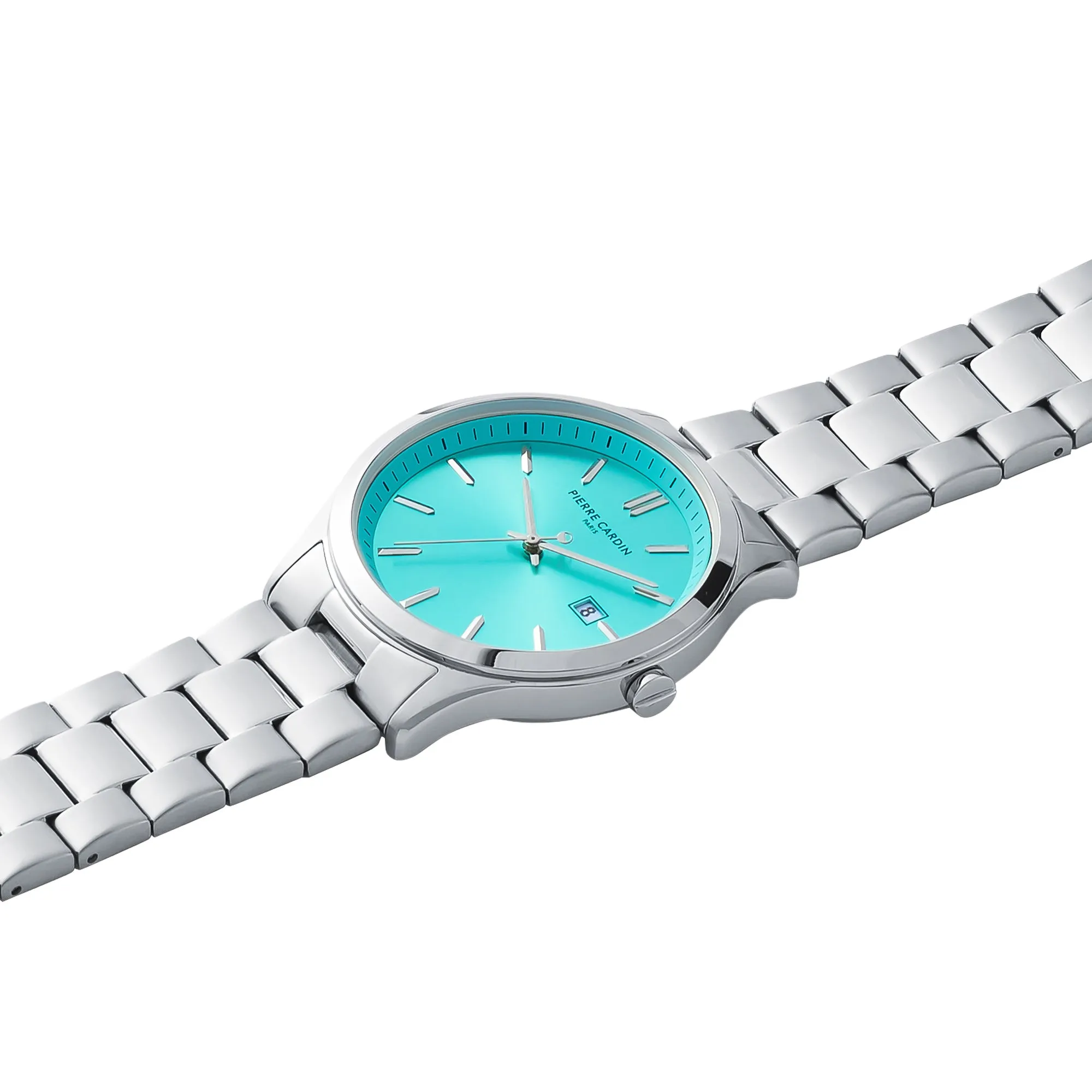 Épinettes Essential Stainless Steel Watch with Tiffany Blue Dial and Metal Links Strap