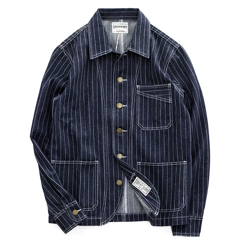 Retro Striped Denim Jacket