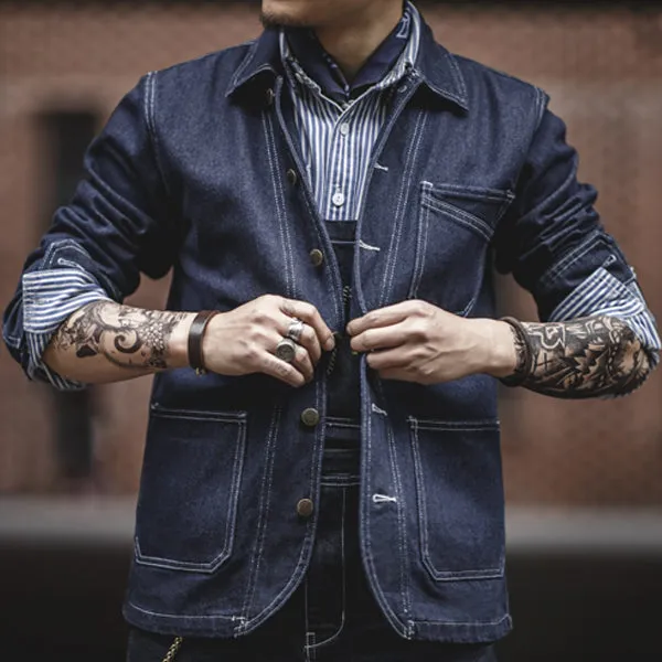 Retro Striped Denim Jacket