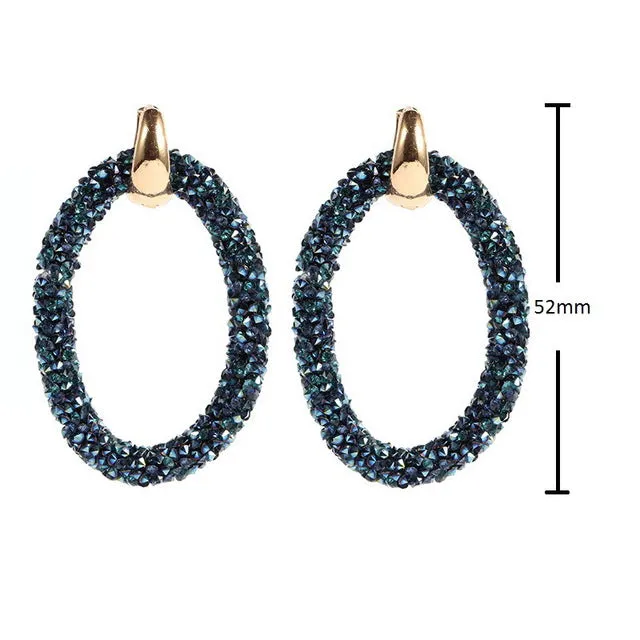 Sehuoran 2017Hotsale artificial crystal earrings for women brincos oorbellen Two kinds of wear law of Copper buckle long earring