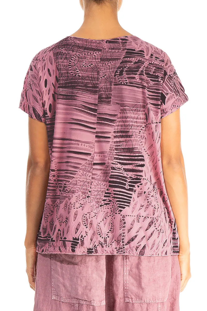 Short Sleeves Mauve Taupe Serenity Cotton Top