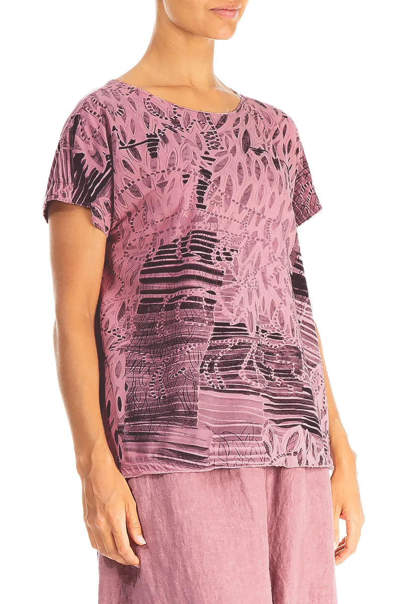 Short Sleeves Mauve Taupe Serenity Cotton Top
