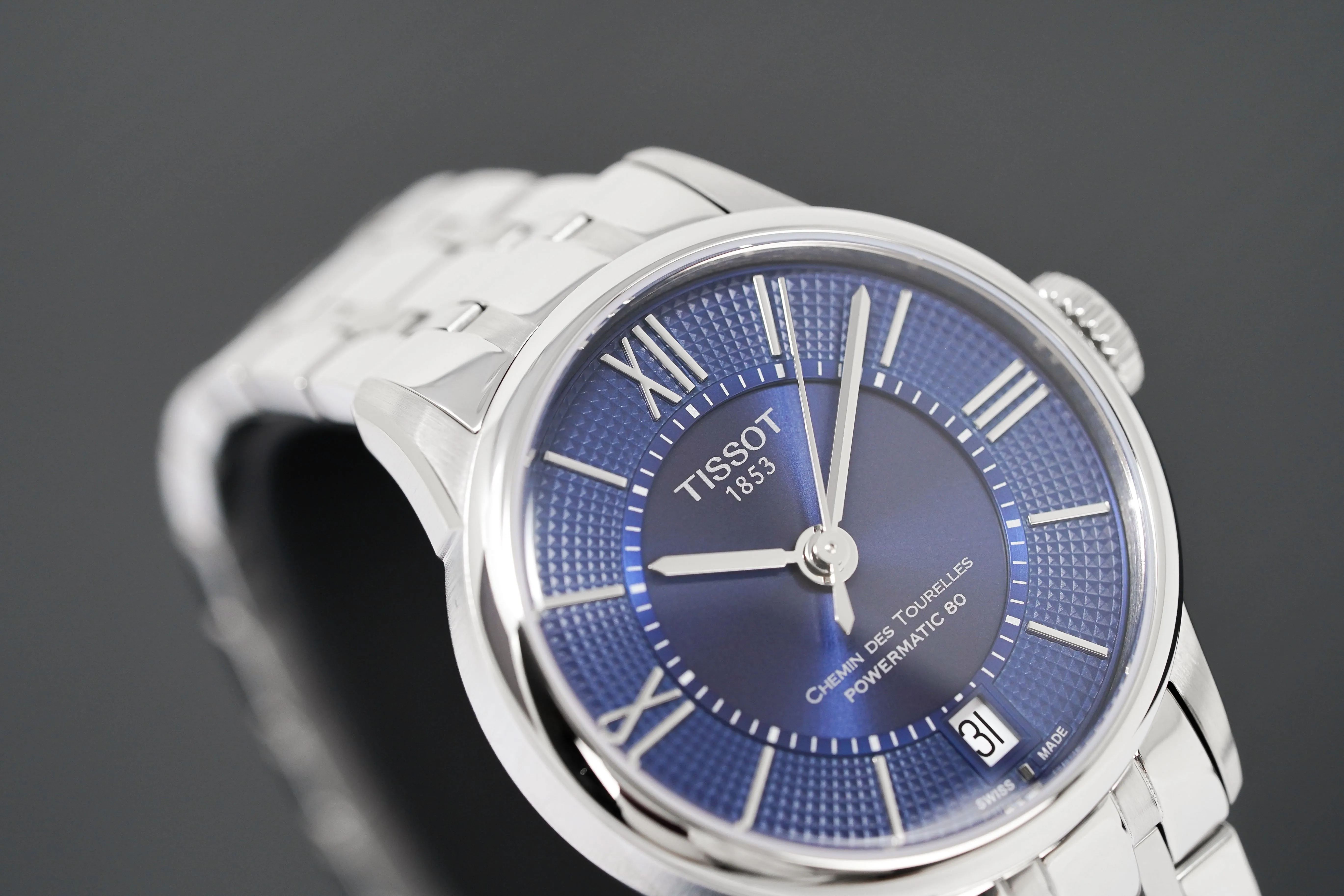 Tissot Chemin Des Tourelles Powermatic 80 Ladies Blue Grey Watch T0992071104800