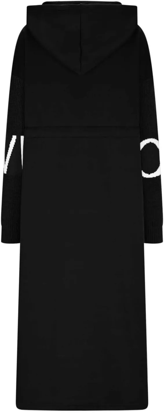 Womens Long Hoodie Coat Knee Length Oversized Zip Up Sweatshirt Jackets Winter Waist Drawstring Fleece Hooded Coat