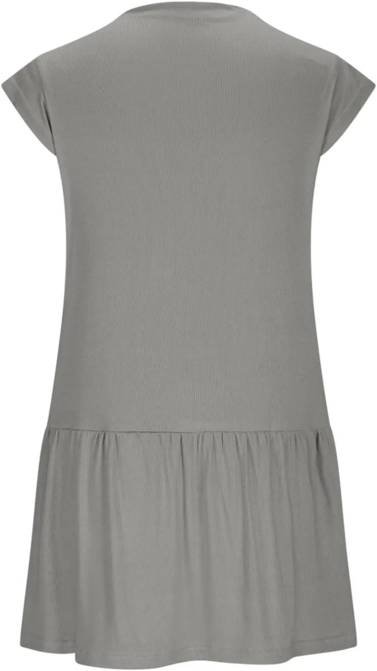 Womens Mock Neck Sleeveless Mini Dress Casual Summer Flowy Dresses Loose Fit Ruffle Hem Dress Comfy Trendy Sundress