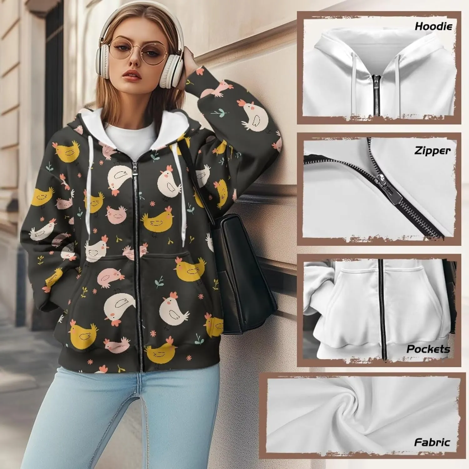 Women's Zip Up Hoodies Casual Long Sleeve Track Jackets With Pockets Fall Outfits Sweaters Fashion Jackets