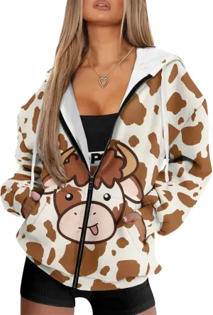 Women's Zip Up Hoodies Casual Long Sleeve Track Jackets With Pockets Fall Outfits Sweaters Fashion Jackets