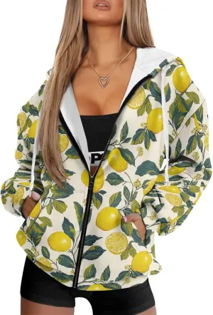 Women's Zip Up Hoodies Casual Long Sleeve Track Jackets With Pockets Fall Outfits Sweaters Fashion Jackets