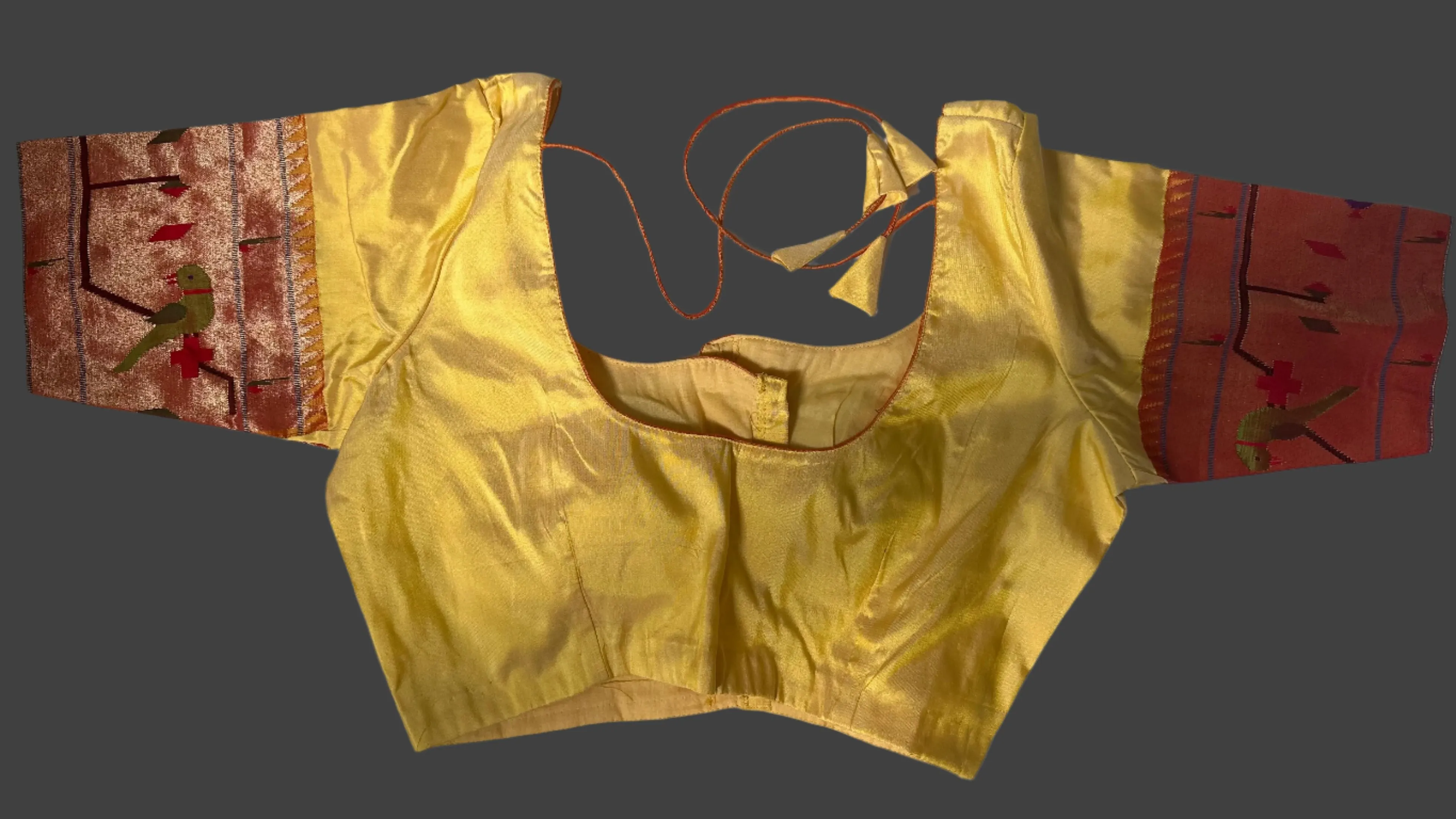 Yellow Paithani blouse online usa silk blouses ready to wear online shopping bandhani blouse online