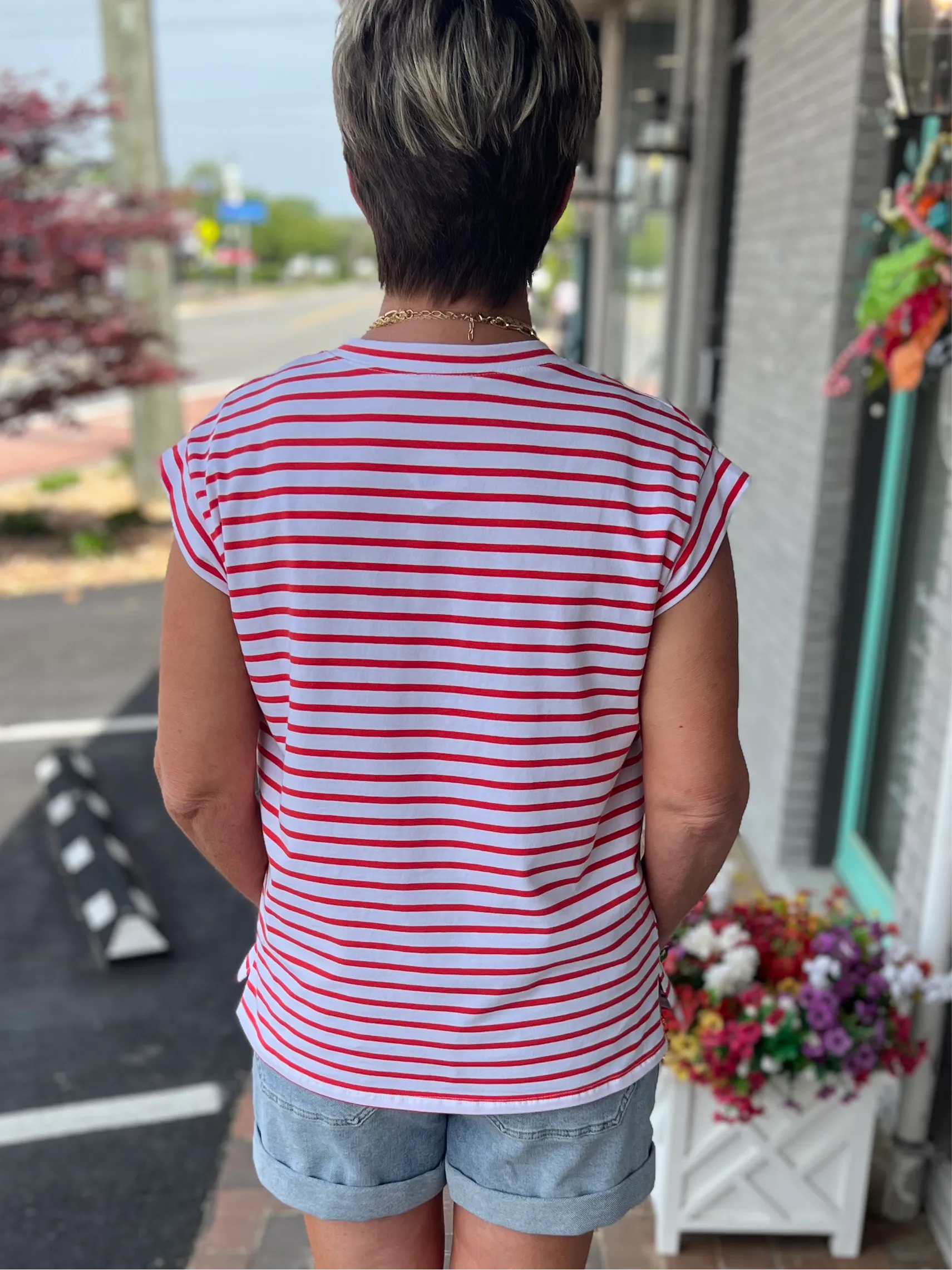 You Go Girl Striped Short Sleeve Top